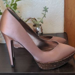 Silky leather sparkle heels